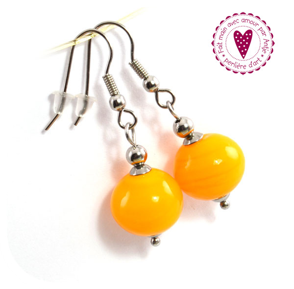 Boucles d'oreilles • perles au chalumeau • orange
